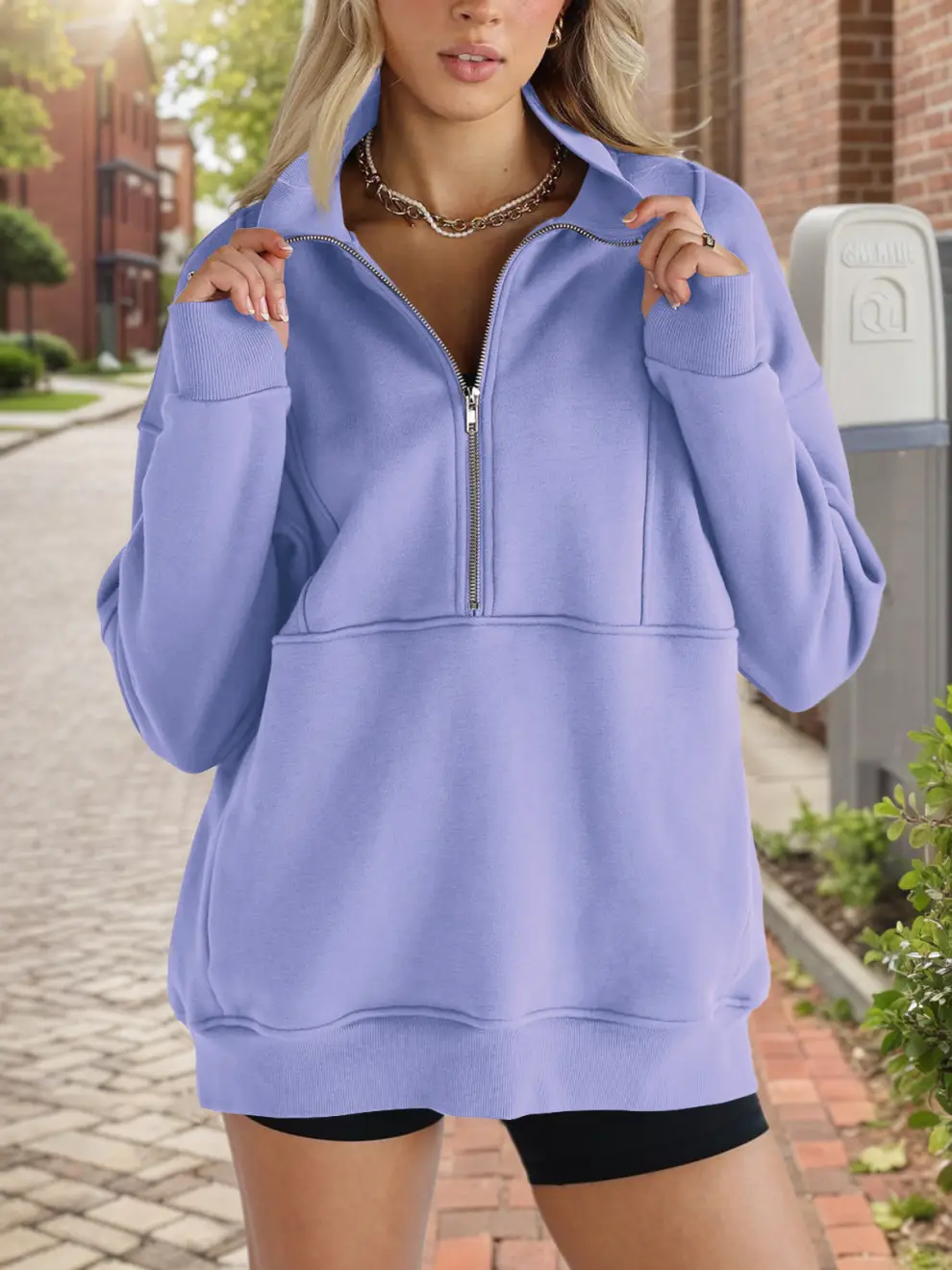 Women's Oversized Half Zip Fleece Sweatshirts